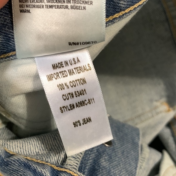 Agolde Blue Distressed Straight Leg Jeans - Picture 9 of 16